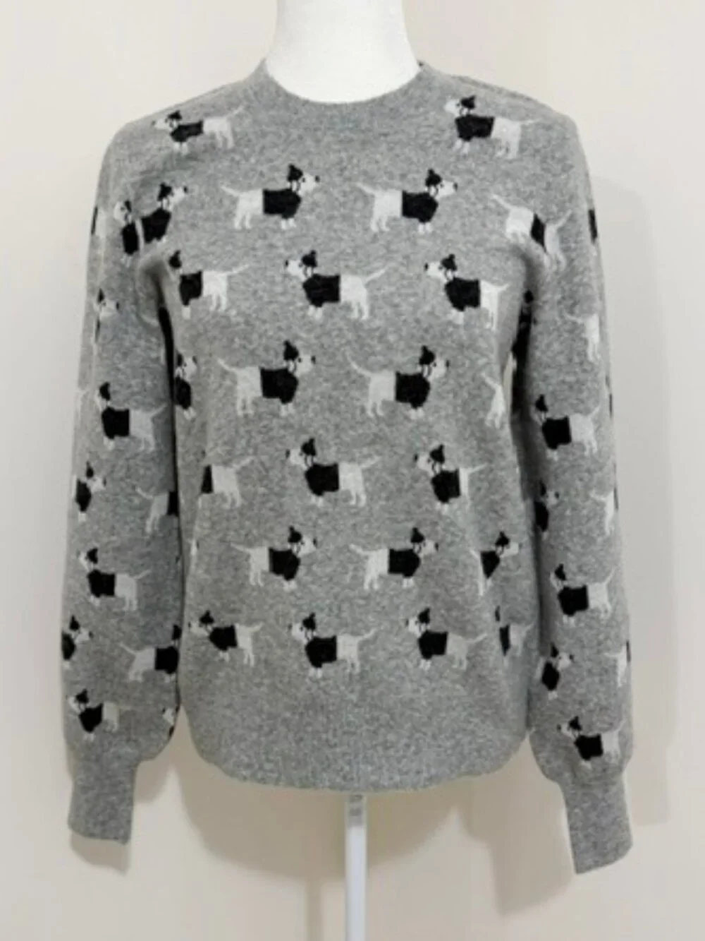 Kate Spade Claude Dachshund Sweater Grey Pullover Wool Blend Women's Size M NWT